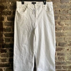 Banana Republic Wide-Leg Crop 32/14 High Rise White Jeans Women's Stretch New